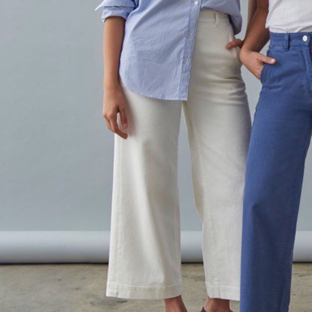 Everlane Women’s White‎ Wide Leg Cropped Wide Leg Short Jeans